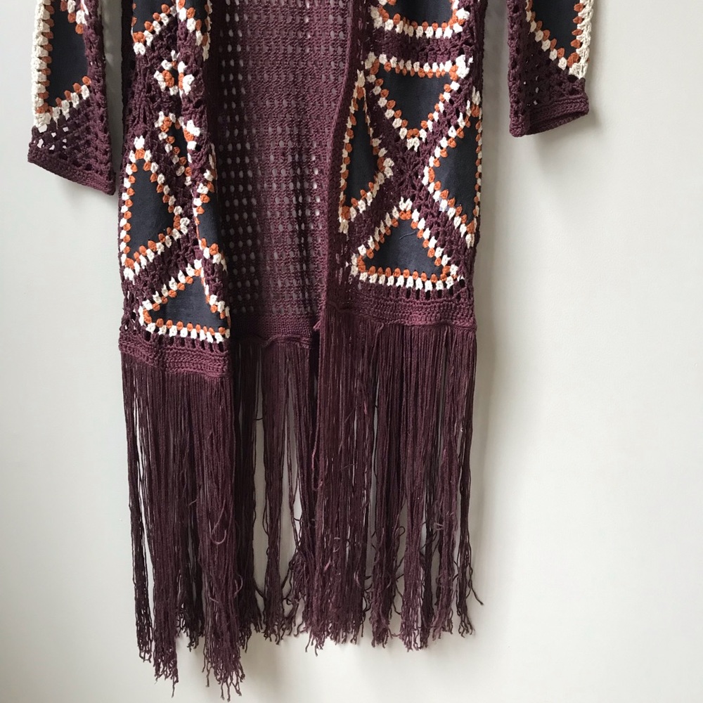 Umgee Long Crochet Cardigan Size M - Picture 6 of 14